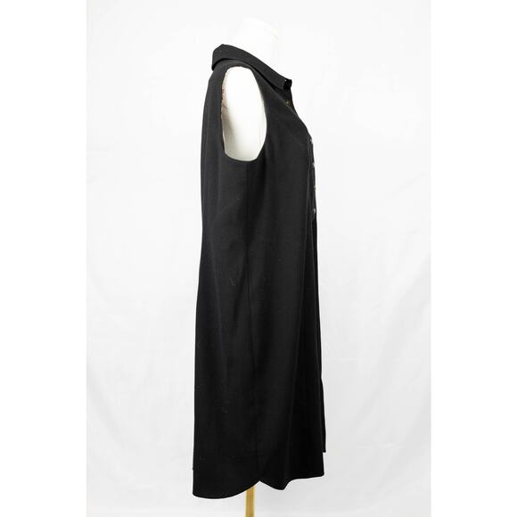 Tahari Size 14 Dress Sleeveless Buttoned Animal Print Lining Black - Picture 3 of 7